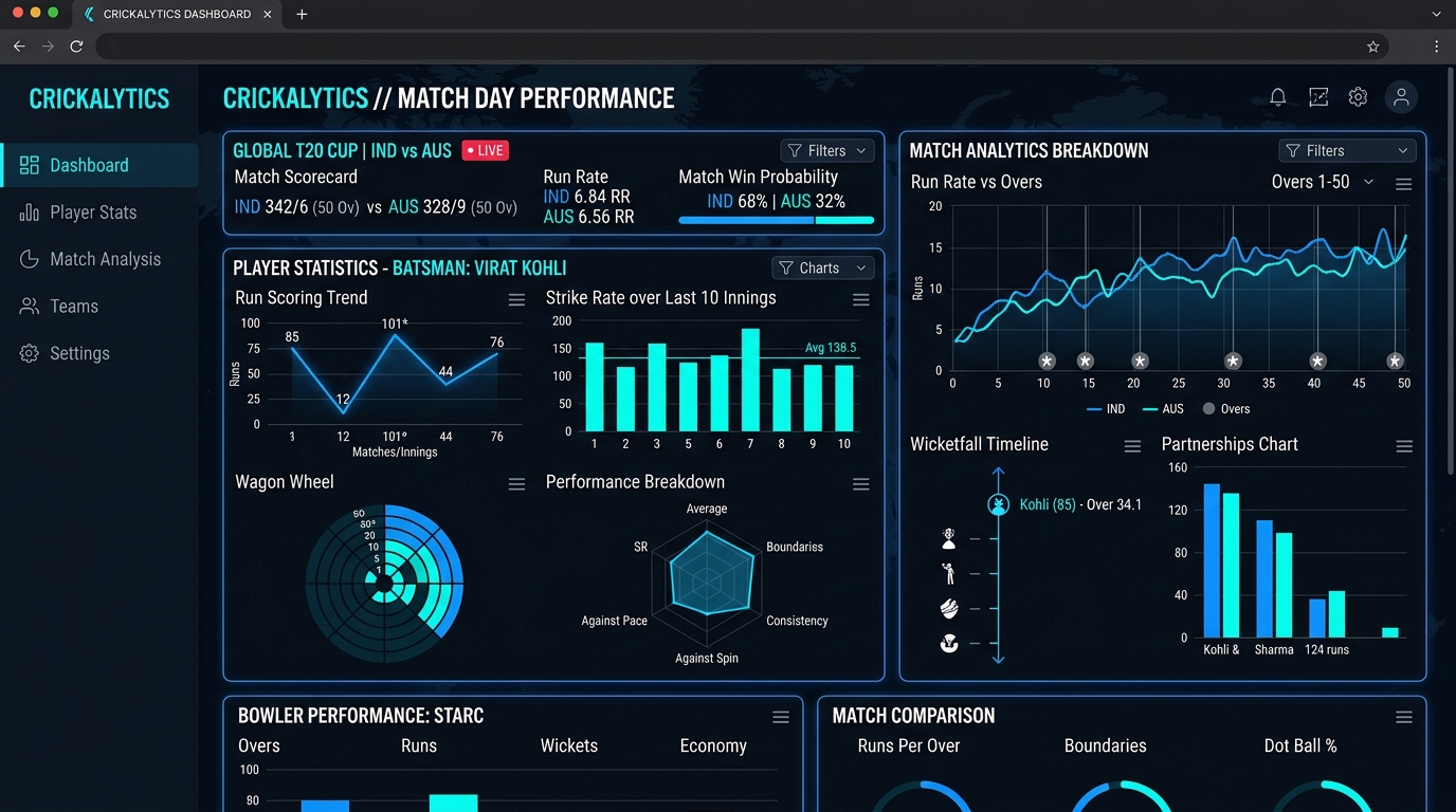 Cricket Legends Hub Analytics Dashboard